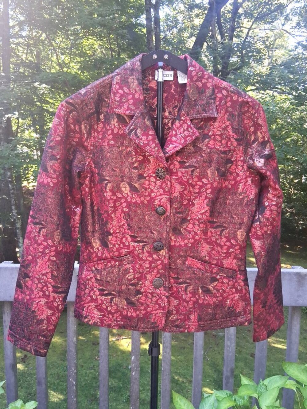 CHICO’S Metallic Floral Brocade Blazer Jacket – Size 0 (4-6/Small)